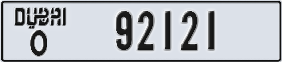 dubai License Plate Number 92121 Code O