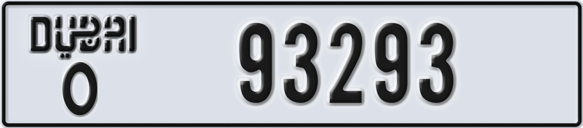 dubai License Plate Number 93293 Code O