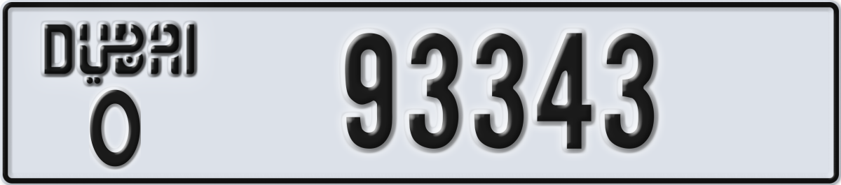 dubai License Plate Number 93343 Code O