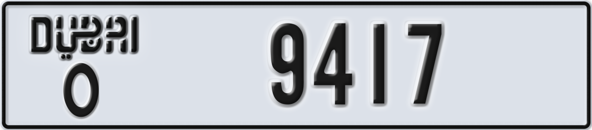 dubai License Plate Number 9417 Code O