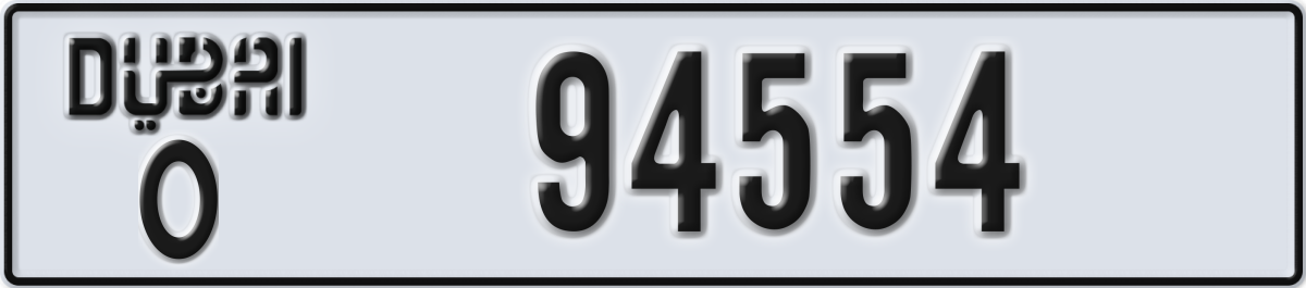 dubai License Plate Number 94554 Code O