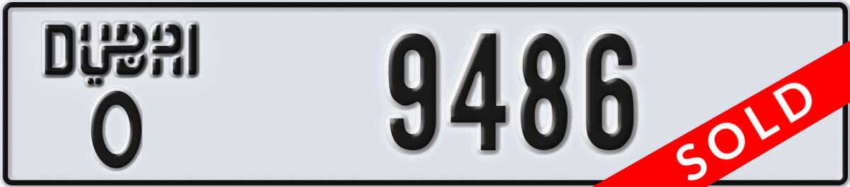dubai License Plate Number 9486 Code O