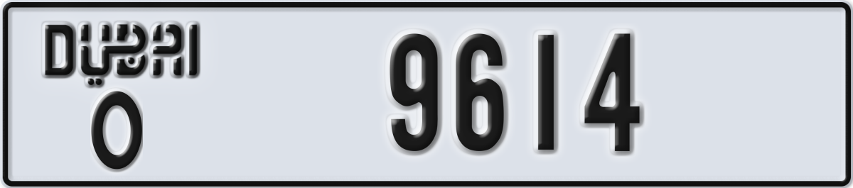 dubai License Plate Number 9614 Code O