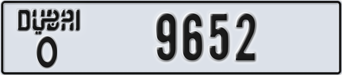 dubai License Plate Number 9652 Code O