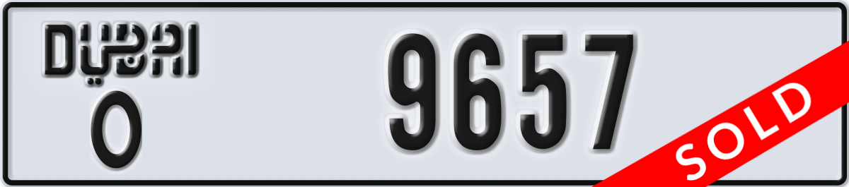 dubai License Plate Number 9657 Code O