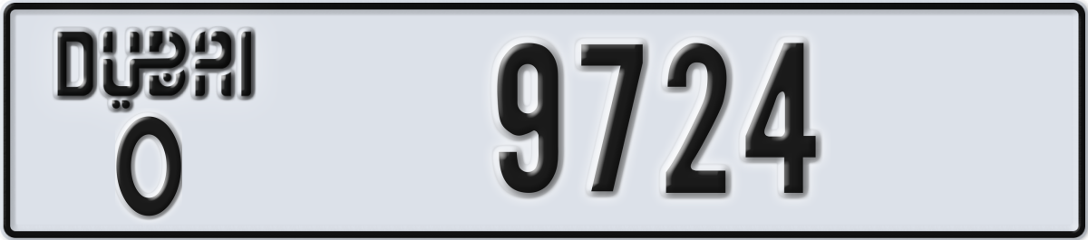 dubai License Plate Number 9724 Code O