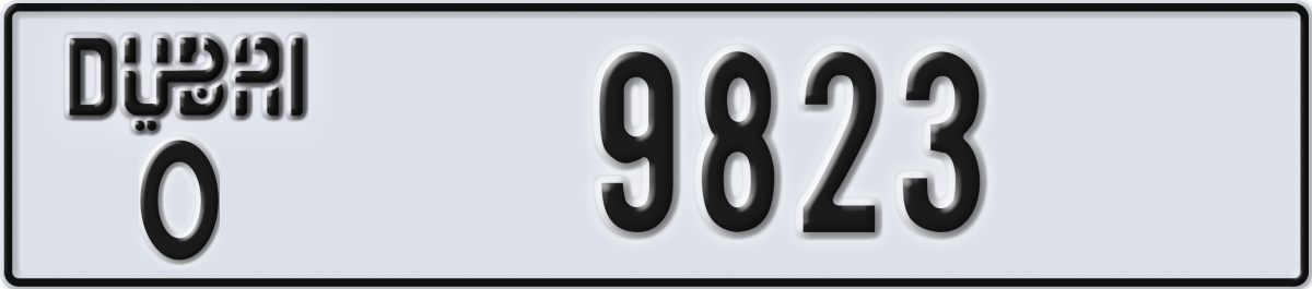 dubai License Plate Number 9823 Code O