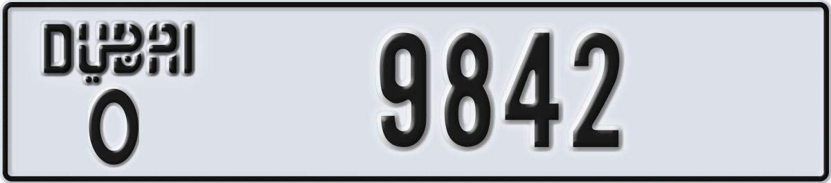 dubai License Plate Number 9842 Code O