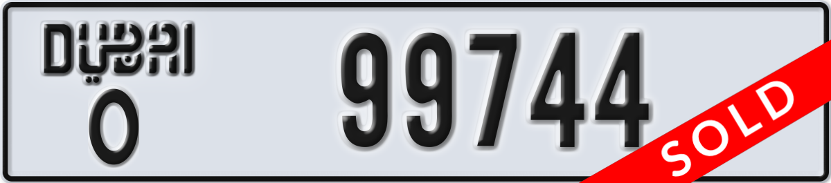 dubai License Plate Number 99744 Code O