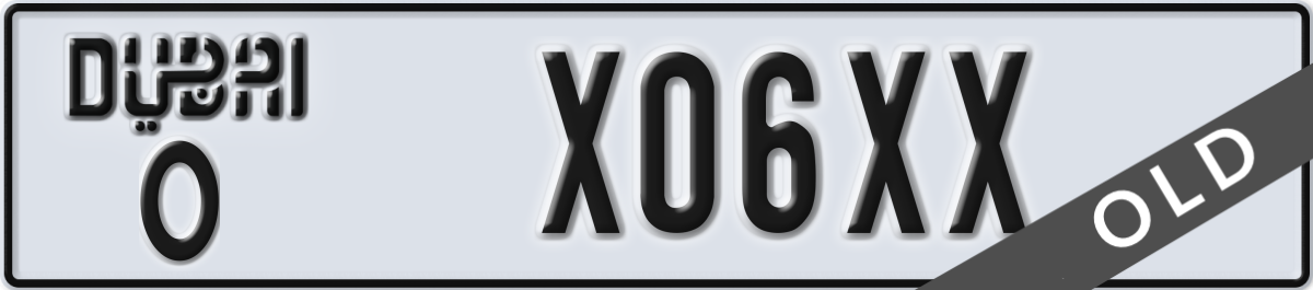 dubai License Plate Number X06XX Code O
