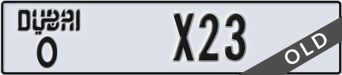 dubai License Plate Number X23 Code O