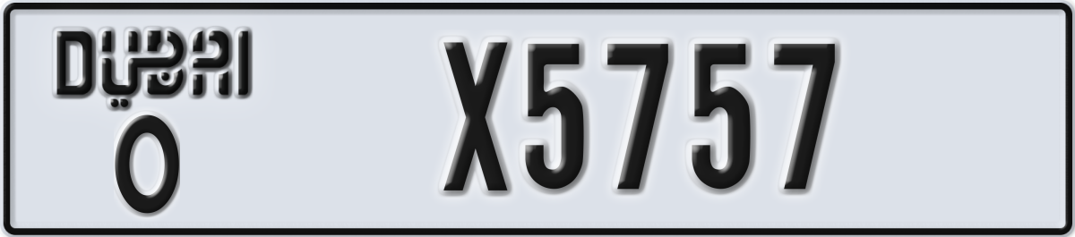 dubai License Plate Number X5757 Code O