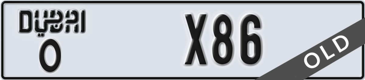 dubai License Plate Number X86 Code O