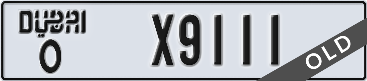 dubai License Plate Number X9111 Code O