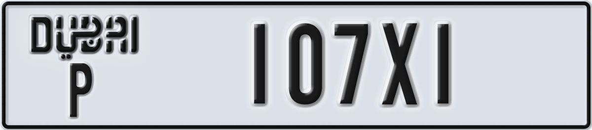 dubai License Plate Number 107X1 Code P