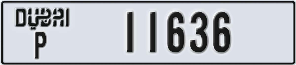 dubai License Plate Number 11636 Code P