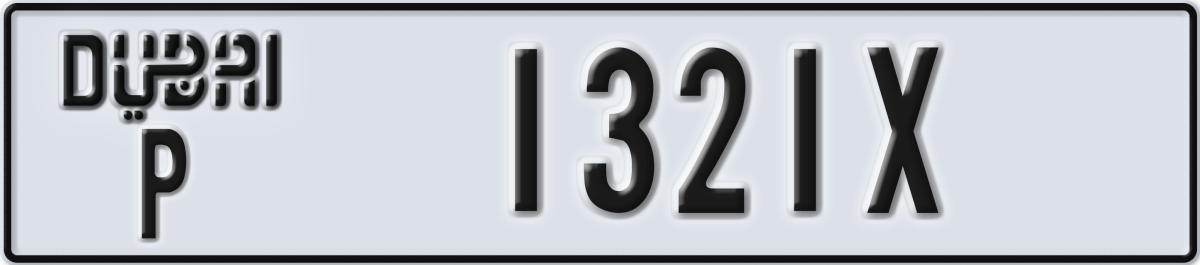 dubai License Plate Number 1321X Code P