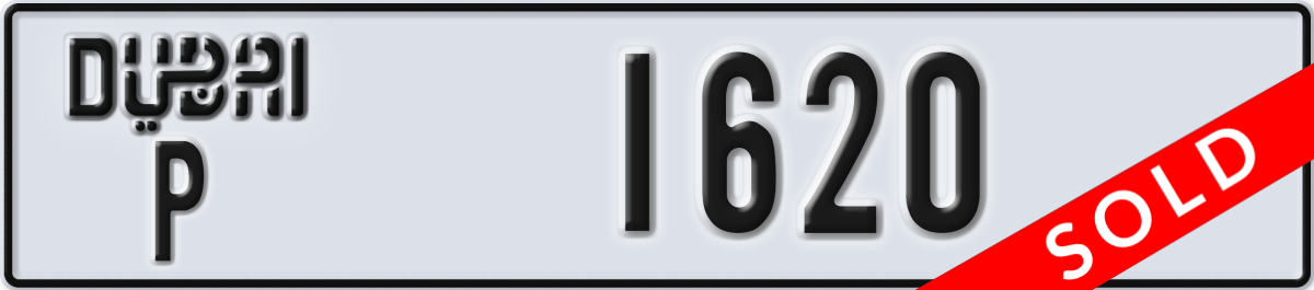 dubai License Plate Number 1620 Code P