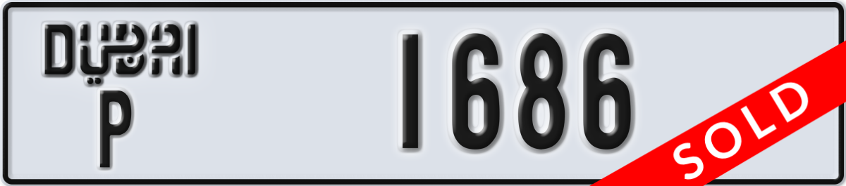 dubai License Plate Number 1686 Code P