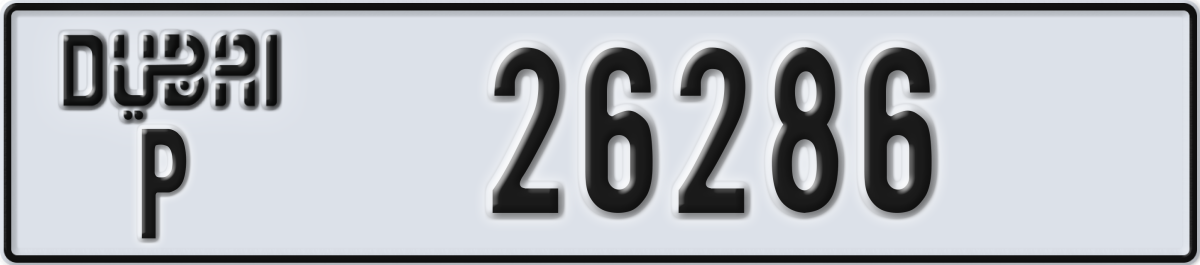 dubai License Plate Number 26286 Code P