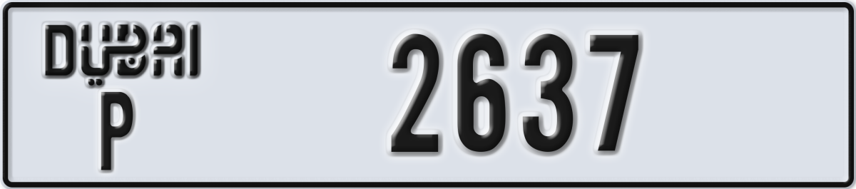 dubai License Plate Number 2637 Code P