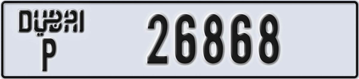 dubai License Plate Number 26868 Code P