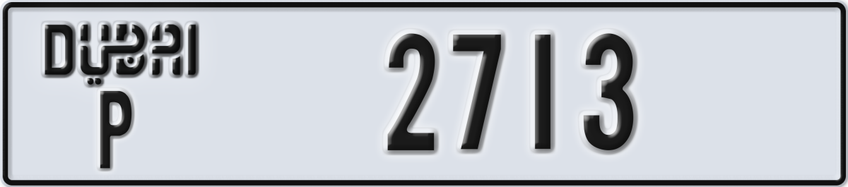 dubai License Plate Number 2713 Code P