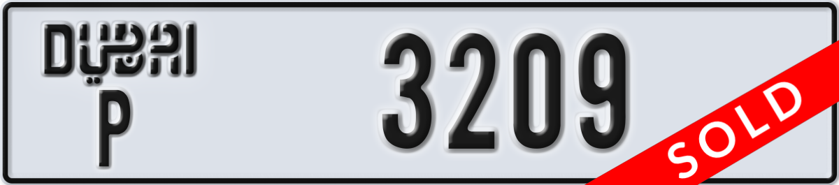dubai License Plate Number 3209 Code P