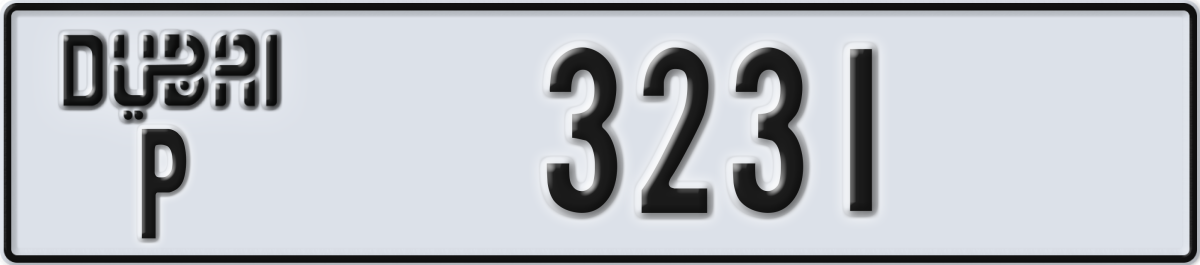 dubai License Plate Number 3231 Code P