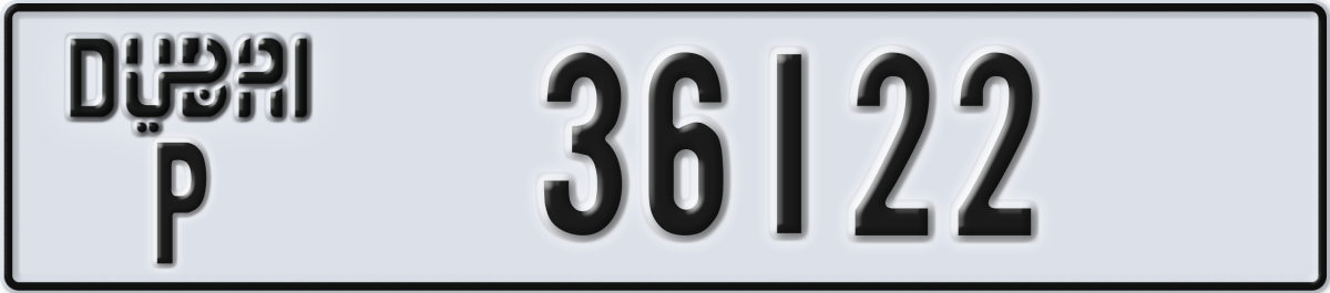 dubai License Plate Number 36122 Code P