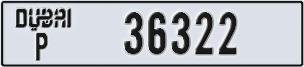 dubai License Plate Number 36322 Code P