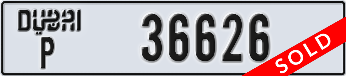 dubai License Plate Number 36626 Code P
