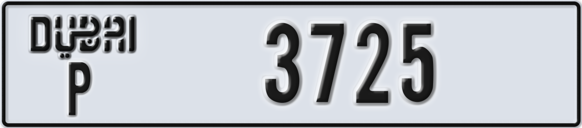 dubai License Plate Number 3725 Code P