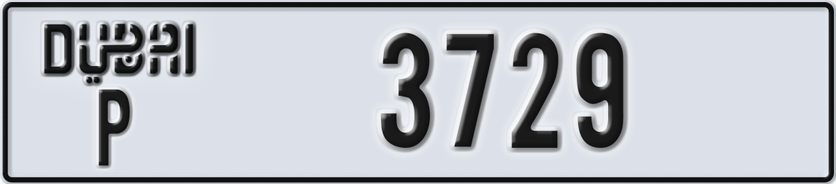 dubai License Plate Number 3729 Code P