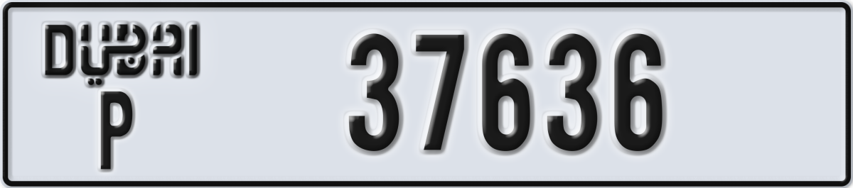 dubai License Plate Number 37636 Code P