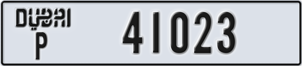 dubai License Plate Number 41023 Code P