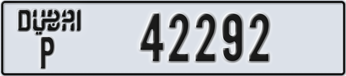 dubai License Plate Number 42292 Code P
