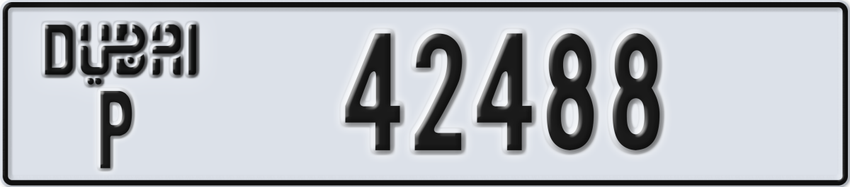 dubai License Plate Number 42488 Code P