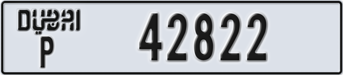 dubai License Plate Number 42822 Code P