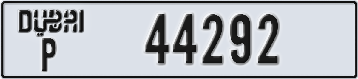 dubai License Plate Number 44292 Code P