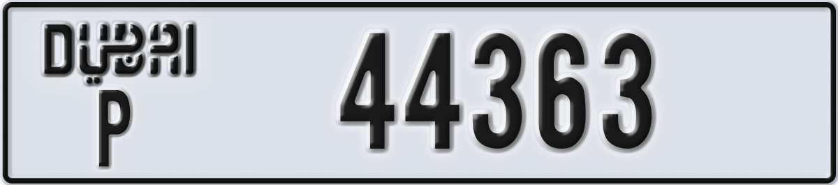 dubai License Plate Number 44363 Code P