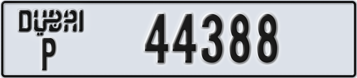 dubai License Plate Number 44388 Code P