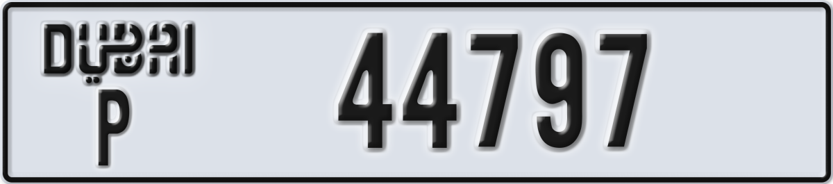 dubai License Plate Number 44797 Code P