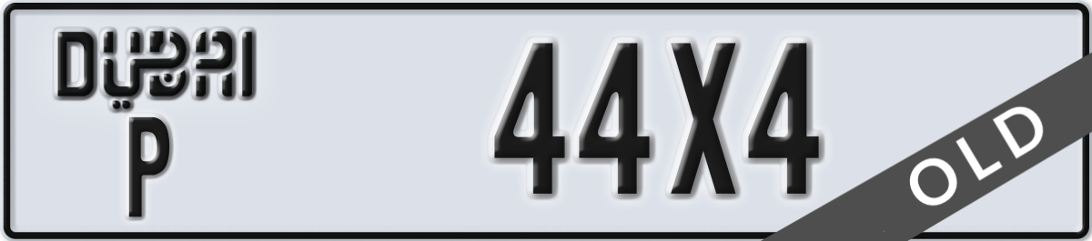 dubai License Plate Number 44X4 Code P