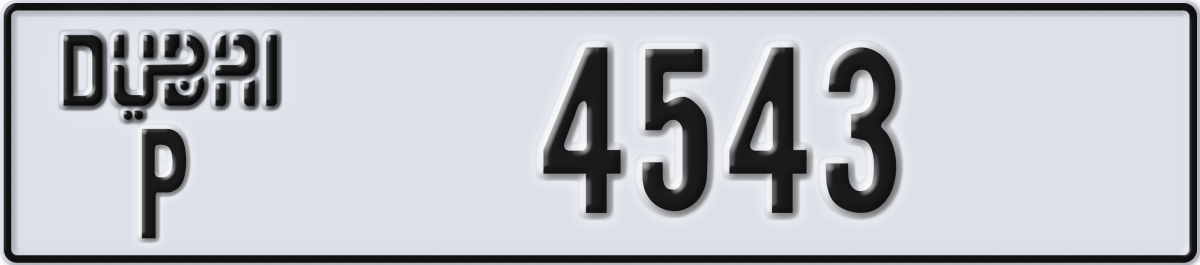 dubai License Plate Number 4543 Code P