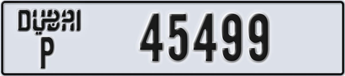 dubai License Plate Number 45499 Code P
