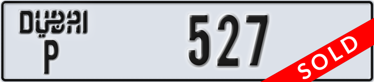 dubai License Plate Number 527 Code P
