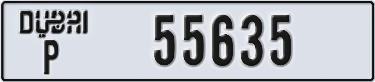 dubai License Plate Number 55635 Code P