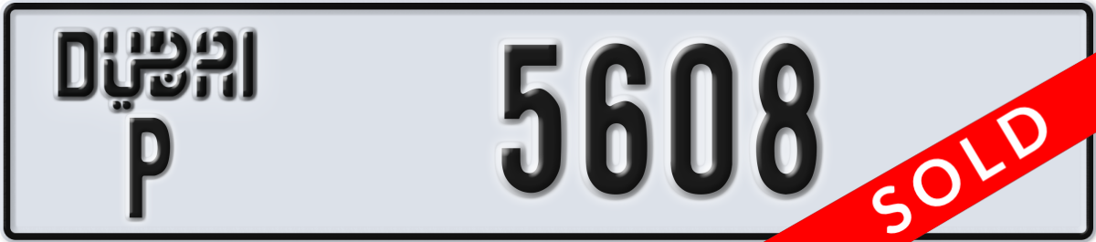 dubai License Plate Number 5608 Code P