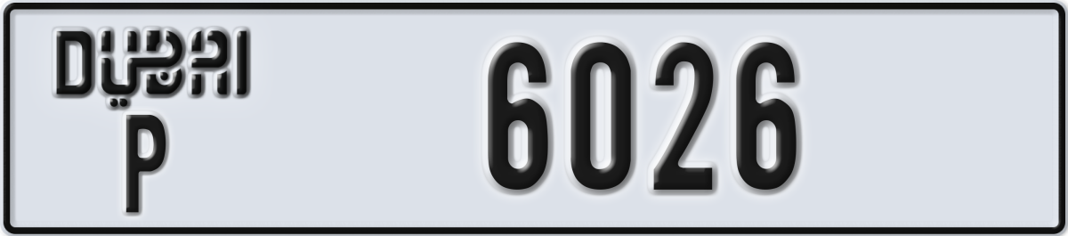 dubai License Plate Number 6026 Code P